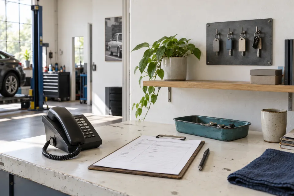 Telefon an der Annahme einer Werkstatt